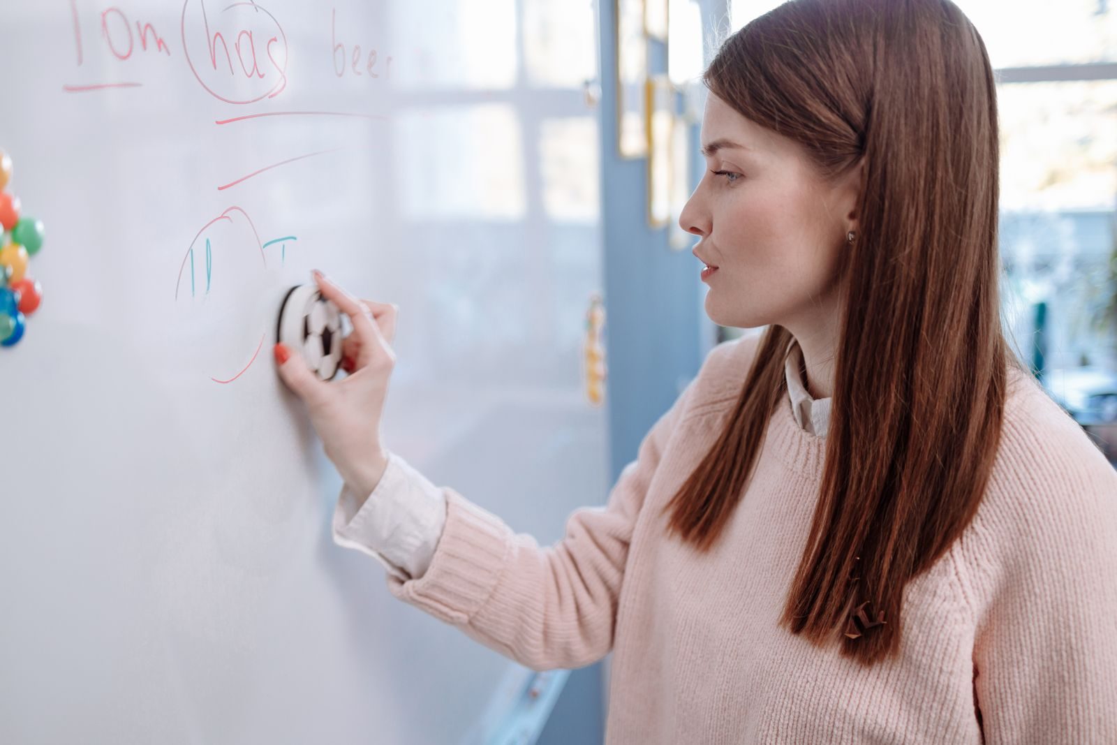 Glass markerboard in an office